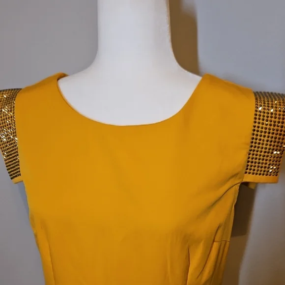 Elegant Yellow Dress with Gold Accents - Picture 5 of 11